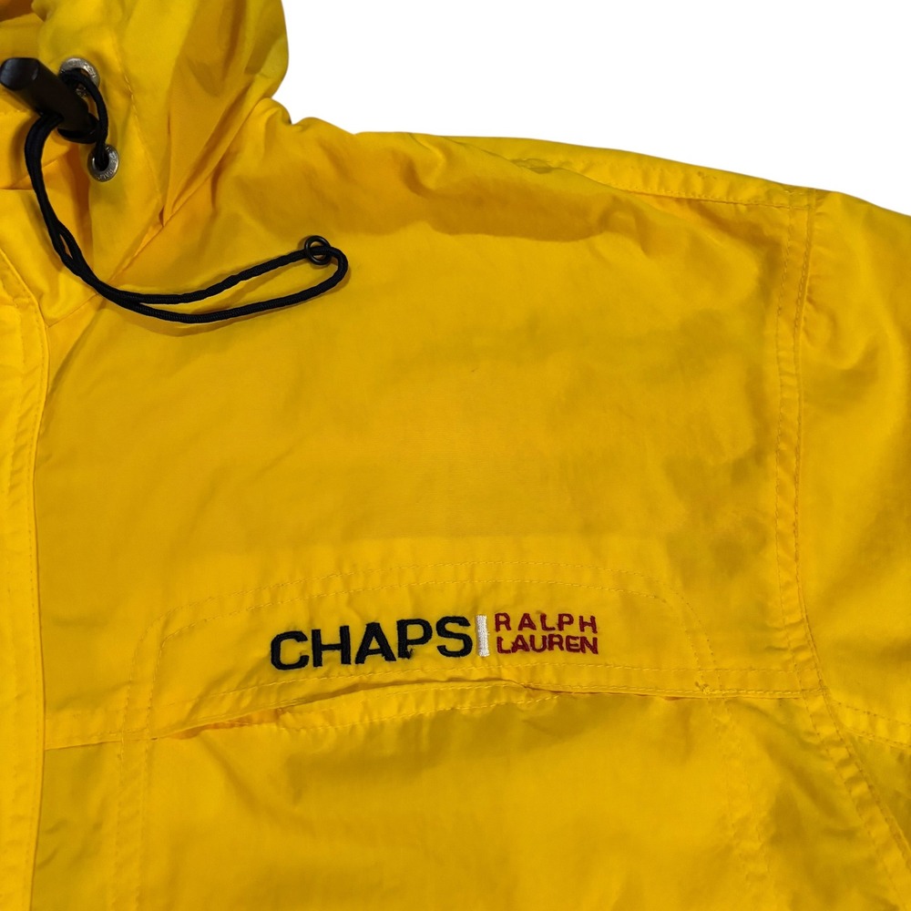 Chaps Ralph Lauren Mens Yellow Anorak Windbreaker Jacket Hooded Vintage Size M‎ - Picture 3 of 12